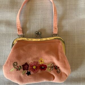 Gymboree NEW Peach Embroidered Corduroy Frame Clutch